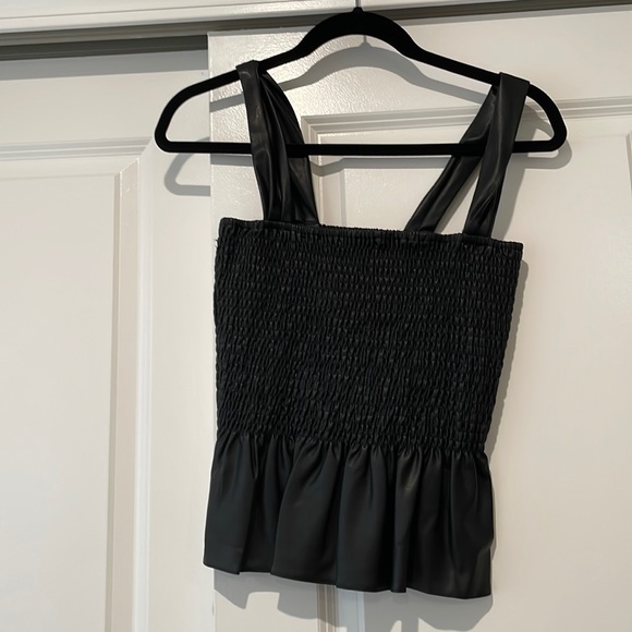 LAST CALL! NWOT! Lucy Paris Faux Leather Peplum Top - Picture 2 of 5